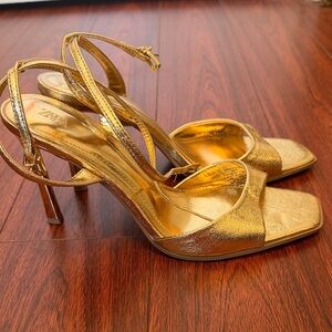 Zara Metallic Gold Heels